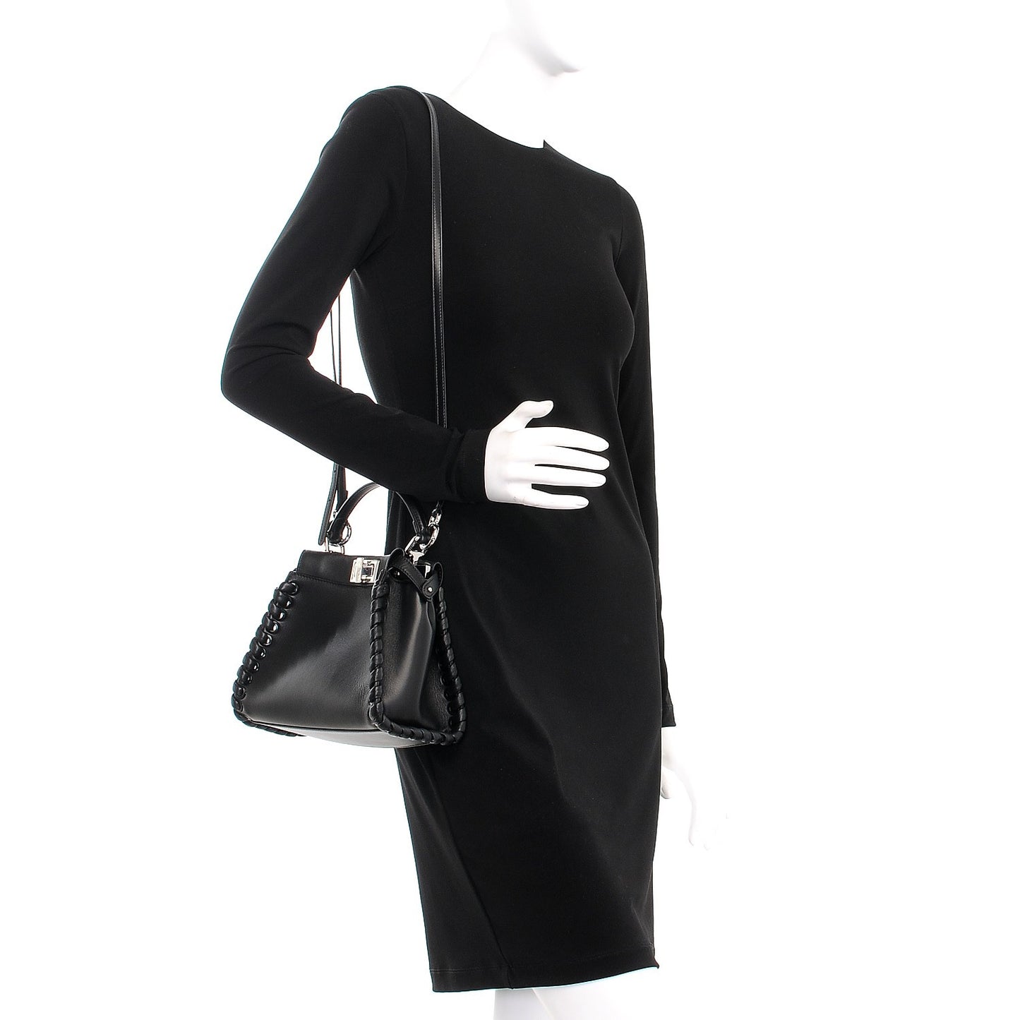 Nappa Lace Up Mini Peekaboo Iconic Satchel Black