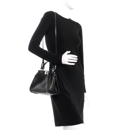 Fendi Nappa Lace Up Mini Peekaboo Iconic Satchel Black 2 of 8