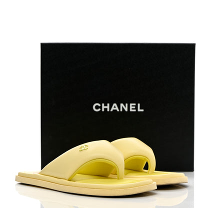 Chanel Lambskin CC Thong Sandals 40 Yellow 17 of 17