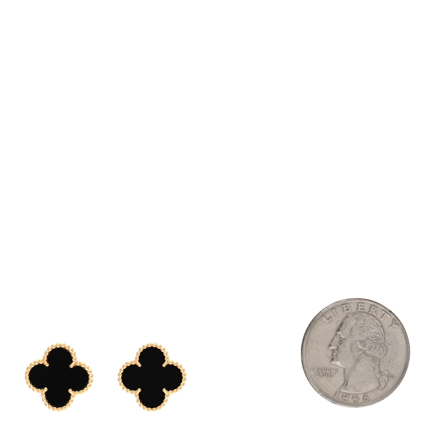 Van Cleef & Arpels 18K Yellow Gold Black Onyx Vintage Alhambra Earrings 2 of 5