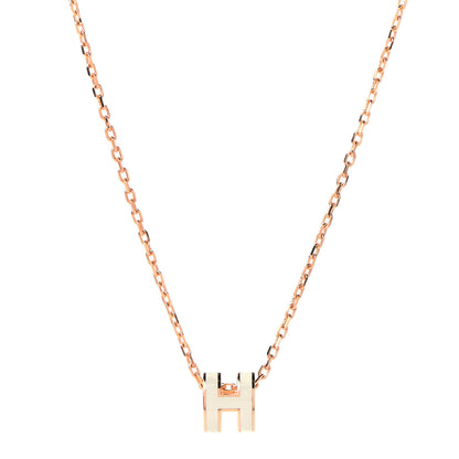 Hermes Lacquered Rose Gold Mini Pop H Pendant Necklace White 1 of 7