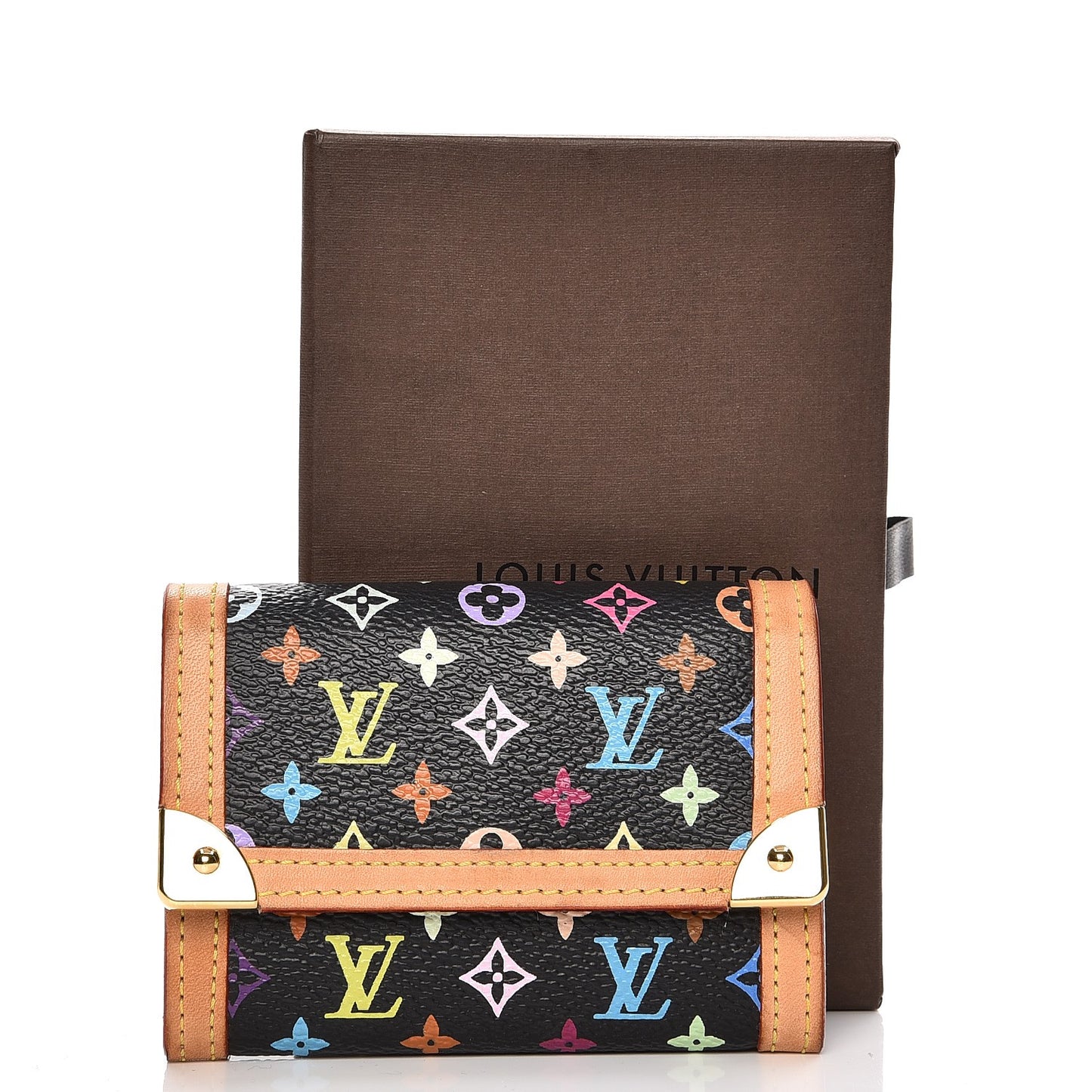 Monogram Multicolor Porte-Monnaie Plat Coin Purse Black