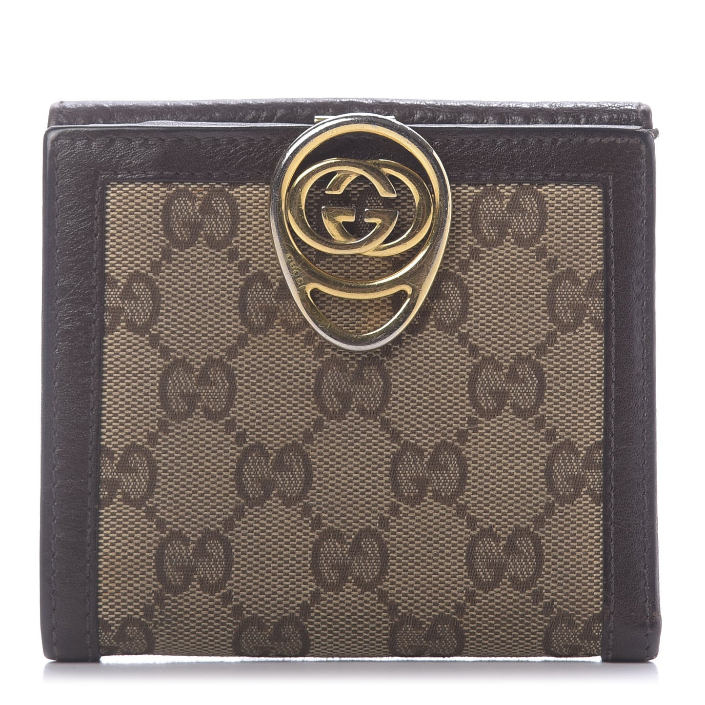 Monogram Interlocking Icon French Flap Wallet Brown