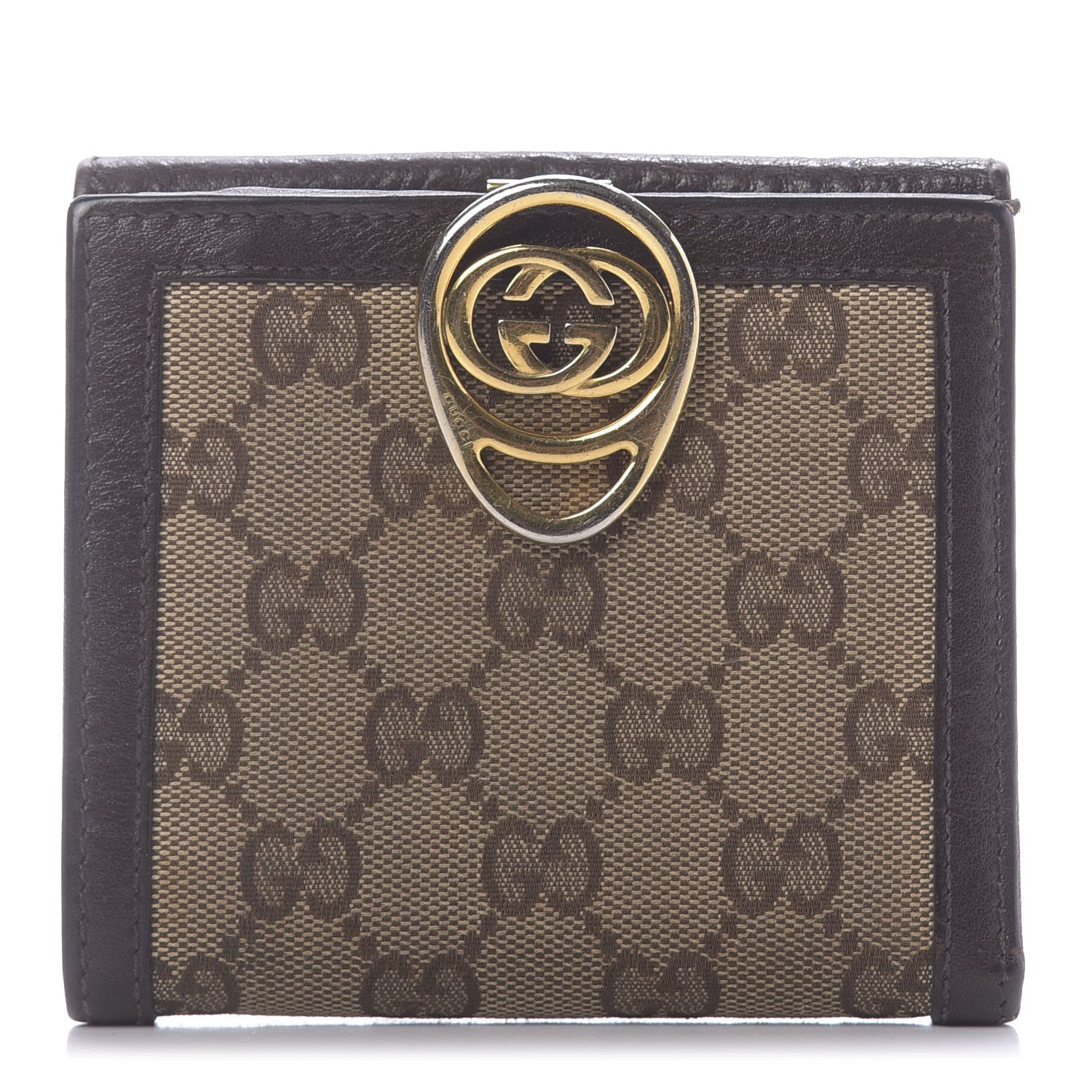 Gucci Monogram Interlocking Icon French Flap Wallet Brown 1 of 13