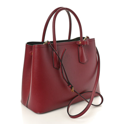 Prada Saffiano Cuir Small Double Bag Cherry Black 2 of 10