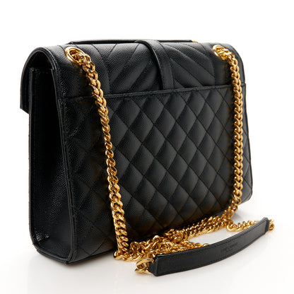 Saint Laurent Grain De Poudre Textured Mixed Matelasse Triquilt Medium Monogram Satchel Black 3 of 11
