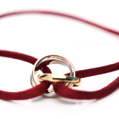 Cartier 18K Pink Yellow White Gold Trinity Cord Bracelet Red 4 of 7