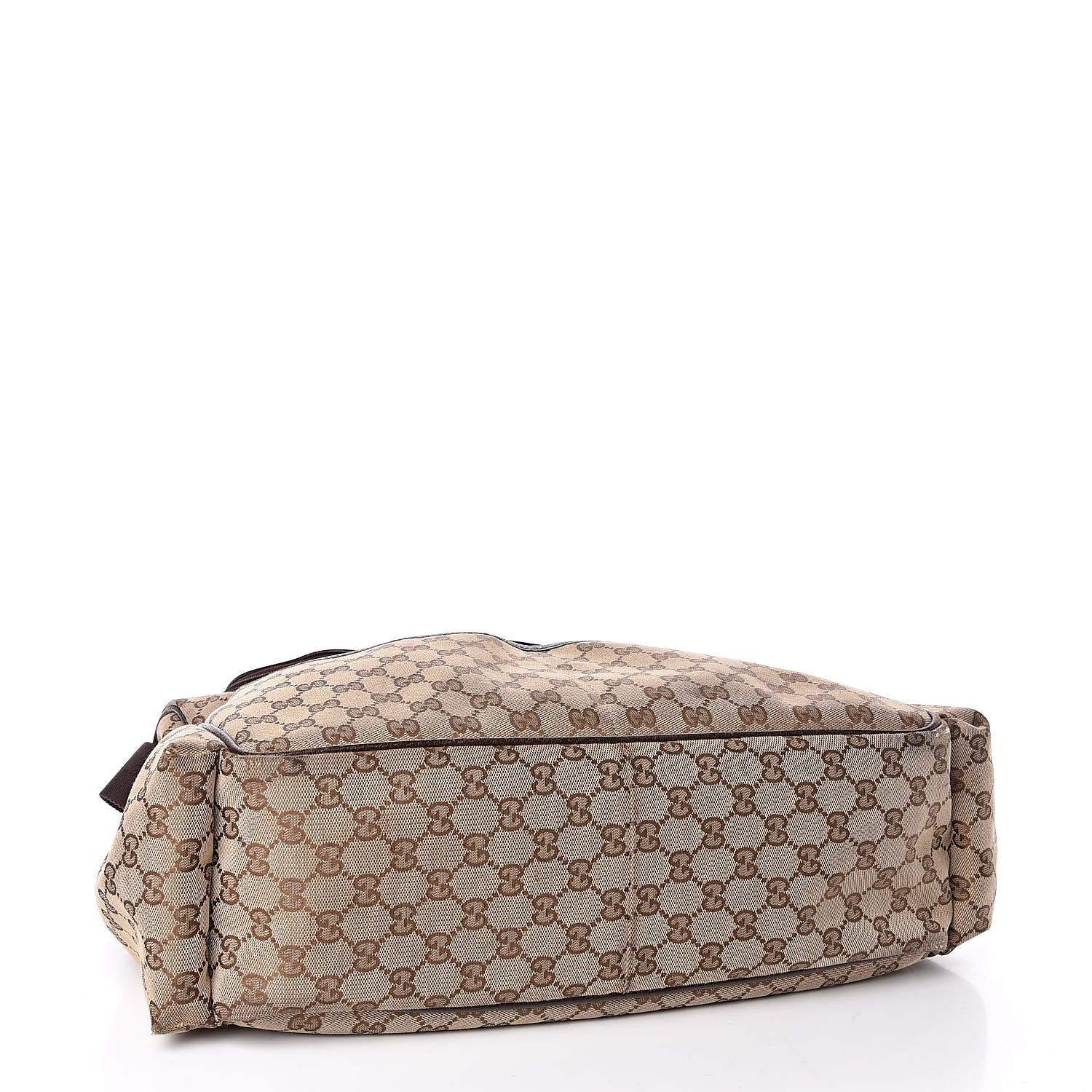 Gucci Monogram Natural Pigskin Large Diaper Bag Beige Ebony Cocoa Dark Chocolate 4 of 12