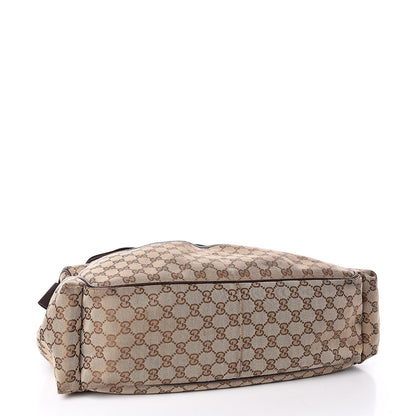 Gucci Monogram Natural Pigskin Large Diaper Bag Beige Ebony Cocoa Dark Chocolate 4 of 12
