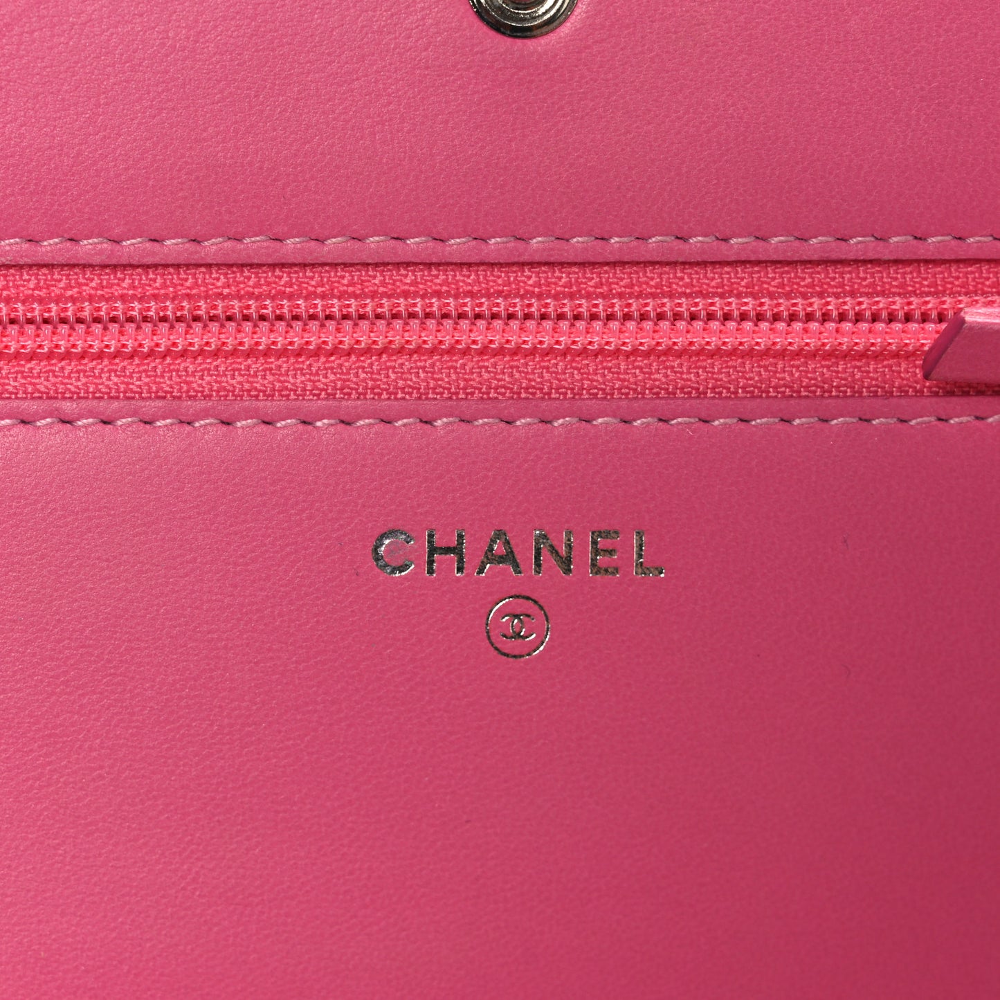 Faded Lambskin Quilted Zephyr Wallet on Chain WOC Dark Pink