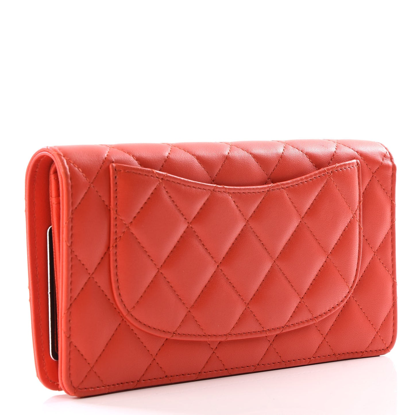 Lambskin Quilted Yen Wallet Orange