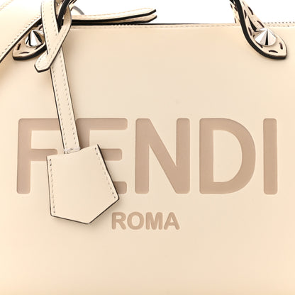 Fendi Vitello King Logo Embossed Medium By The Way Boston Bag White Ice 10 of 12