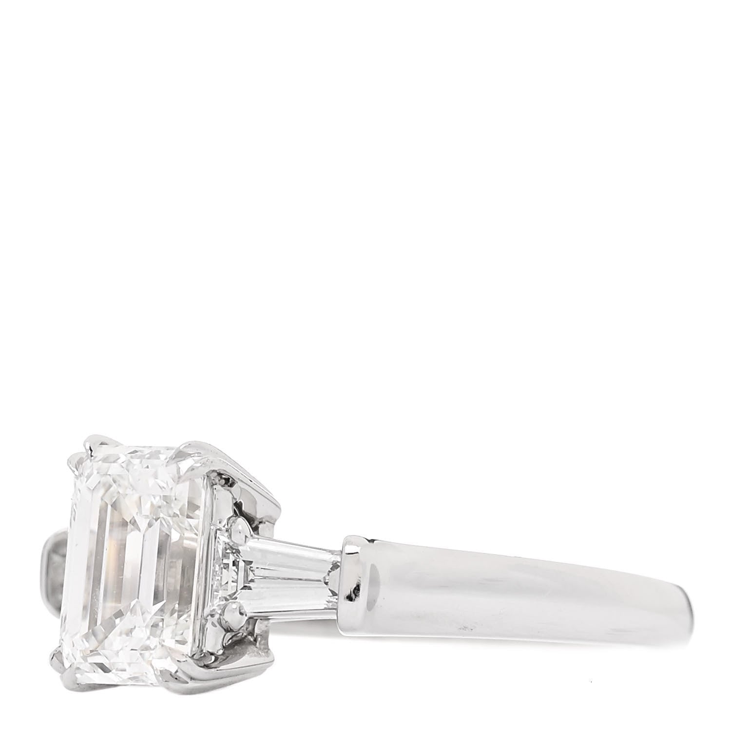 Harry Winston Platinum Diamond 1.27ct Emerald Cut Tapered Baguette Engagement Ring 47 4 3 of 7