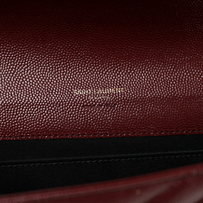 Saint Laurent Grain De Poudre Matelasse Chevron Monogram Envelope Clutch Rouge Legion 6 of 9