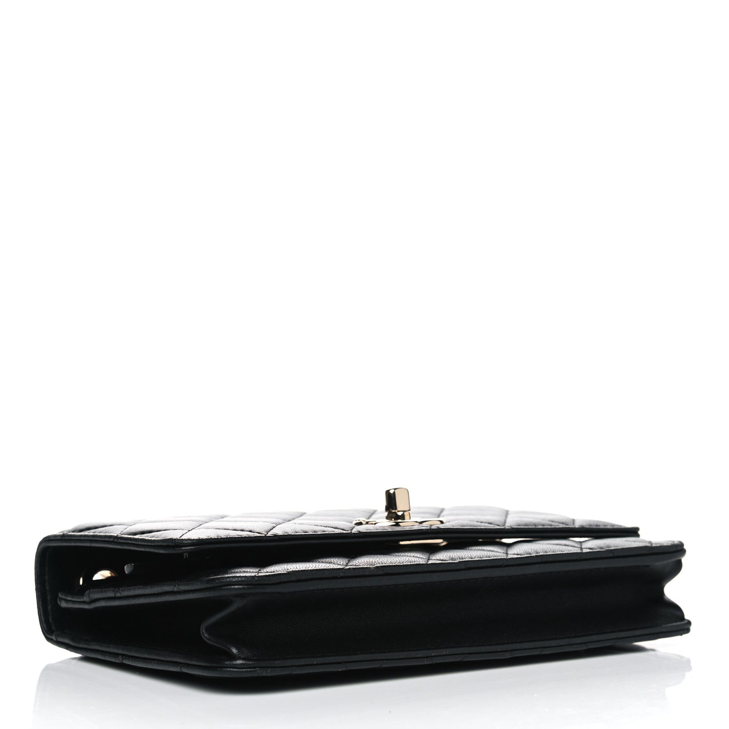 Lambskin Quilted Trendy CC Wallet On Chain WOC Black