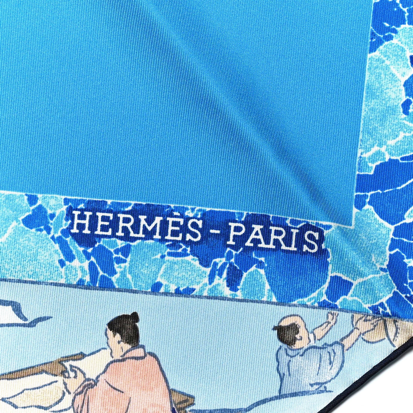 Silk Les Artisans D'Hermes Scarf 90 Bleu Lagon Ciel