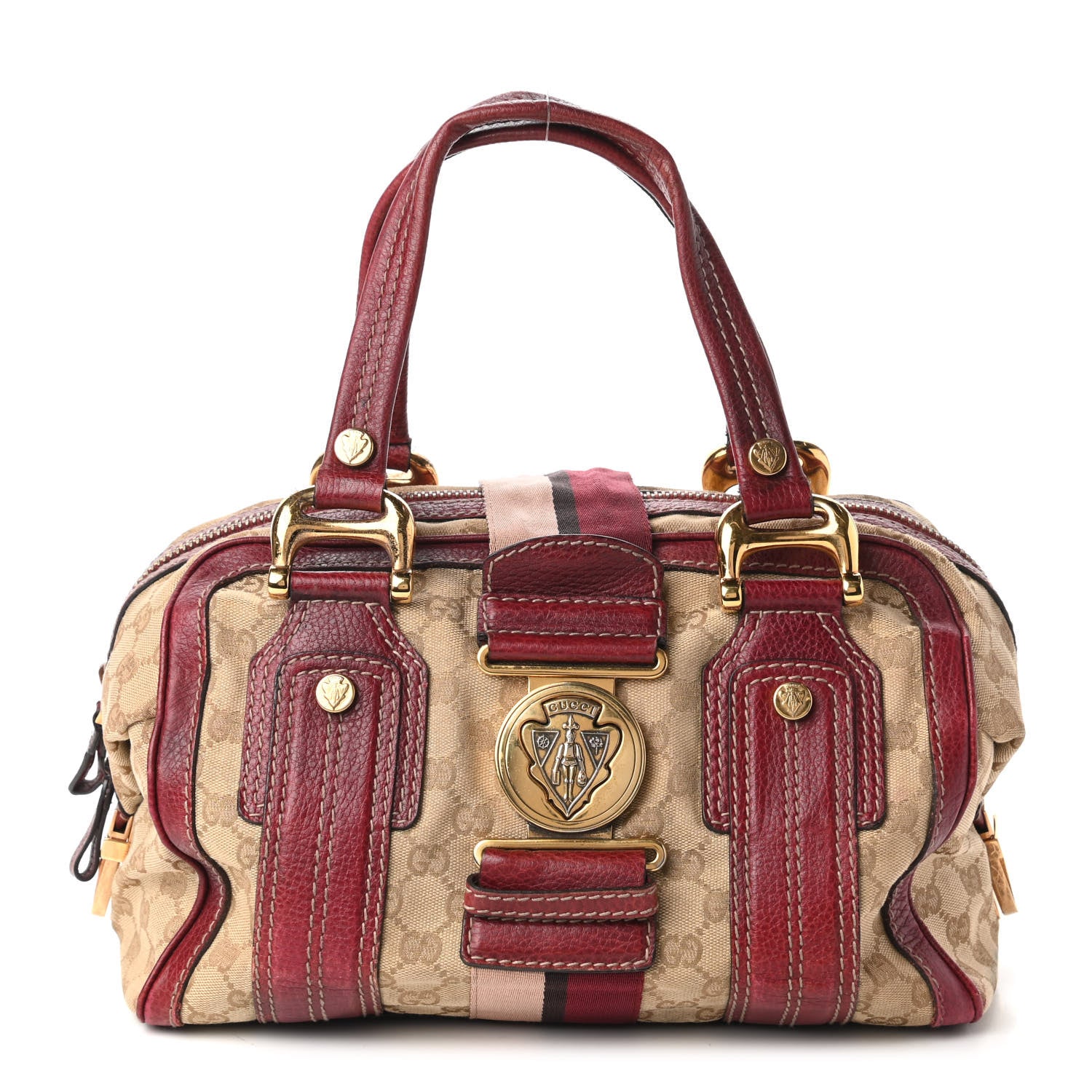 Gucci Monogram Medium Aviatrix Boston Ebony Bordeaux 1 of 10