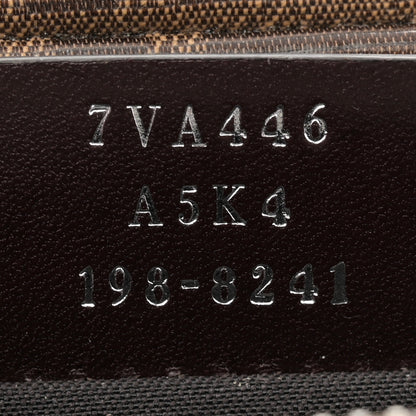 Fendi Glazed Fabric Vitello Century FF 1974 Stamp Patch Mens Pocket Belt Bag Mogano Panna Black 7 of 10