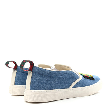 Gucci Kura Denim Logo Embroidered Mens Slip On Sneakers 8 Blue 4 of 4