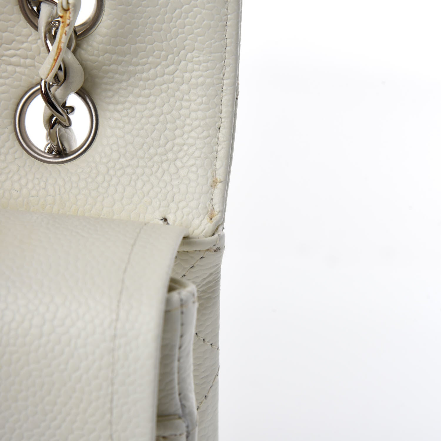 Chanel Caviar Quilted Medium Double Flap White 10 of 17