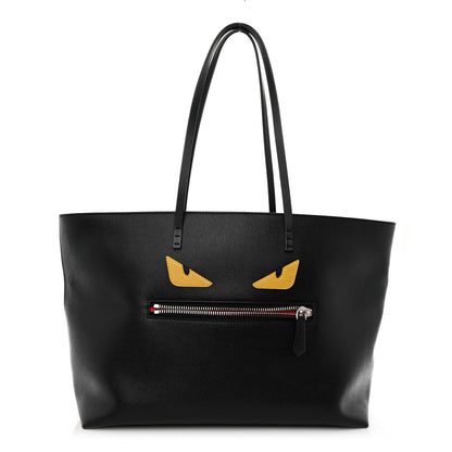 Fendi Vitello Elite Cuoio Monster Buggies Medium Roll Tote Black Multicolor Blue Cobalto 1 of 10