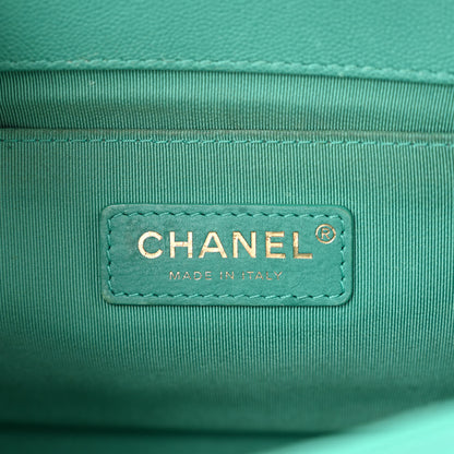 Chanel Caviar Chevron Quilted Medium Boy Flap Green 6 of 13
