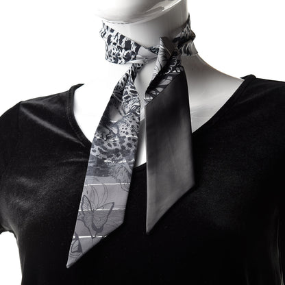 Hermes Silk Lambskin Jungle Love Rainbow Twilly Gris Black White 2 of 4