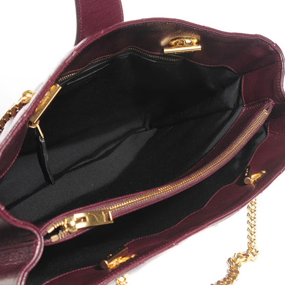 Saint Laurent Grain de Poudre Matelasse Chevron Monogram Shopping Bag Bordeaux 5 of 8