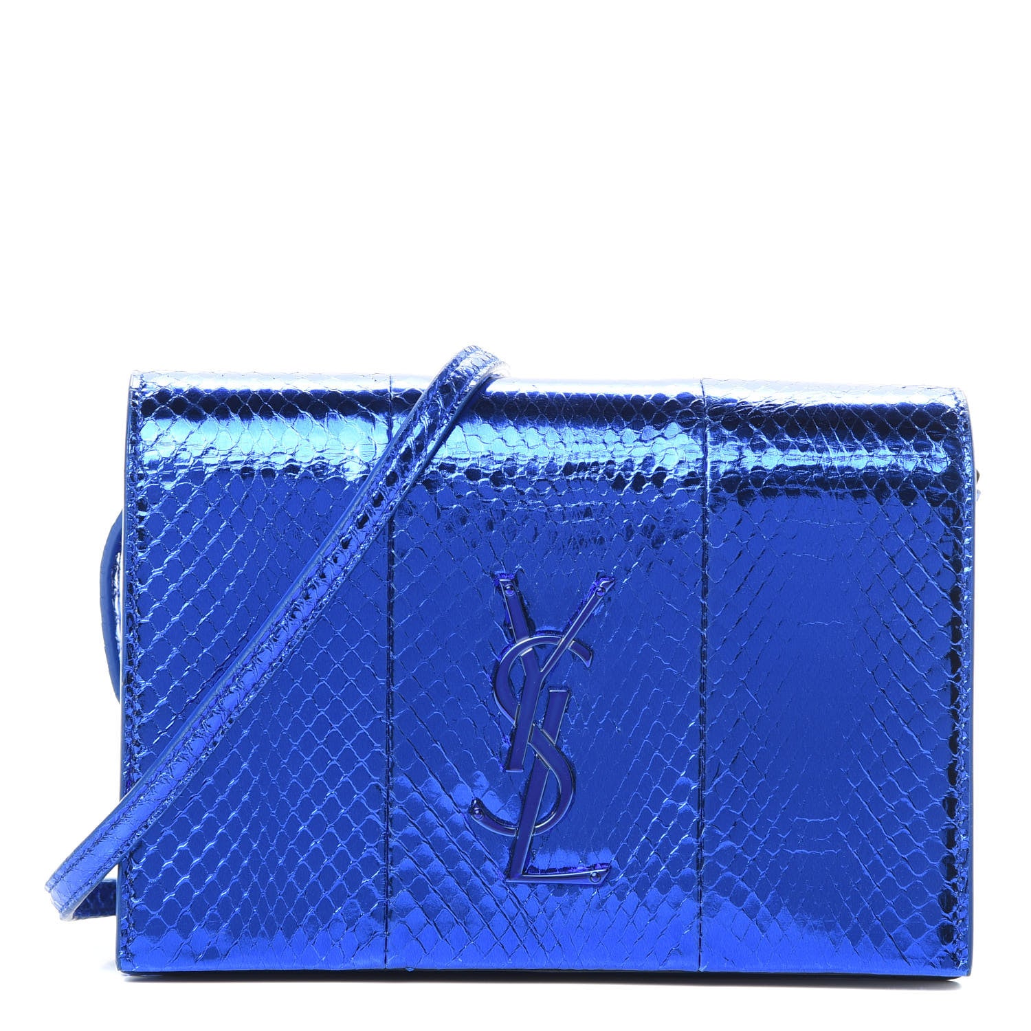 Saint Laurent Metallic Ayers Monogram Toy Kate Strap Wallet Blue Black 1 of 13