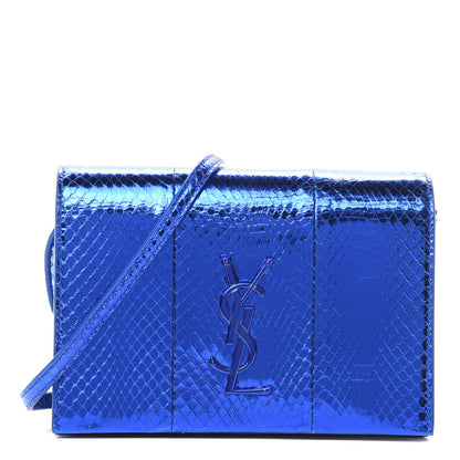 Saint Laurent Metallic Ayers Monogram Toy Kate Strap Wallet Blue Black 1 of 13