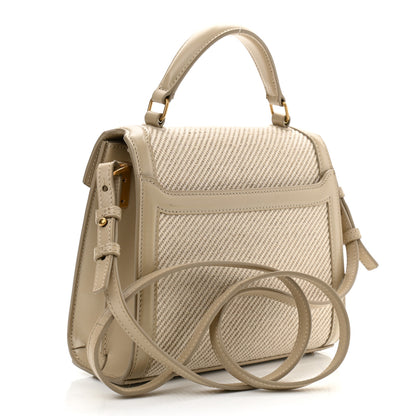 Saint Laurent Canvas Calfskin Mini Classic Monogram Cassandra Top Handle Tan Natural 3 of 13