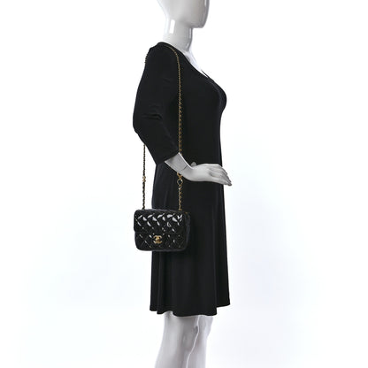 Chanel Patent Enamel Quilted Mini Coco Hearts Square Flap Black 2 of 9
