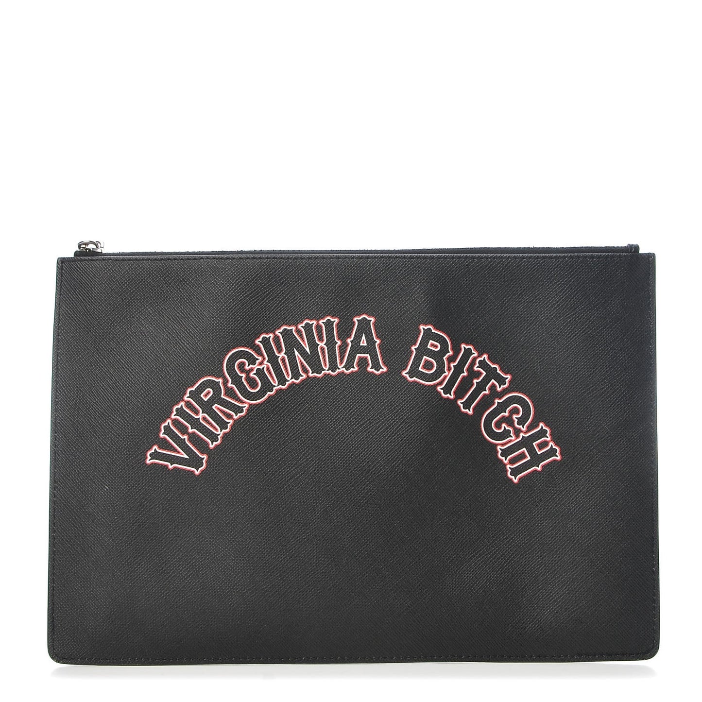 Textured Coated Canvas Gothic Medium Cosmetic Pouch Black