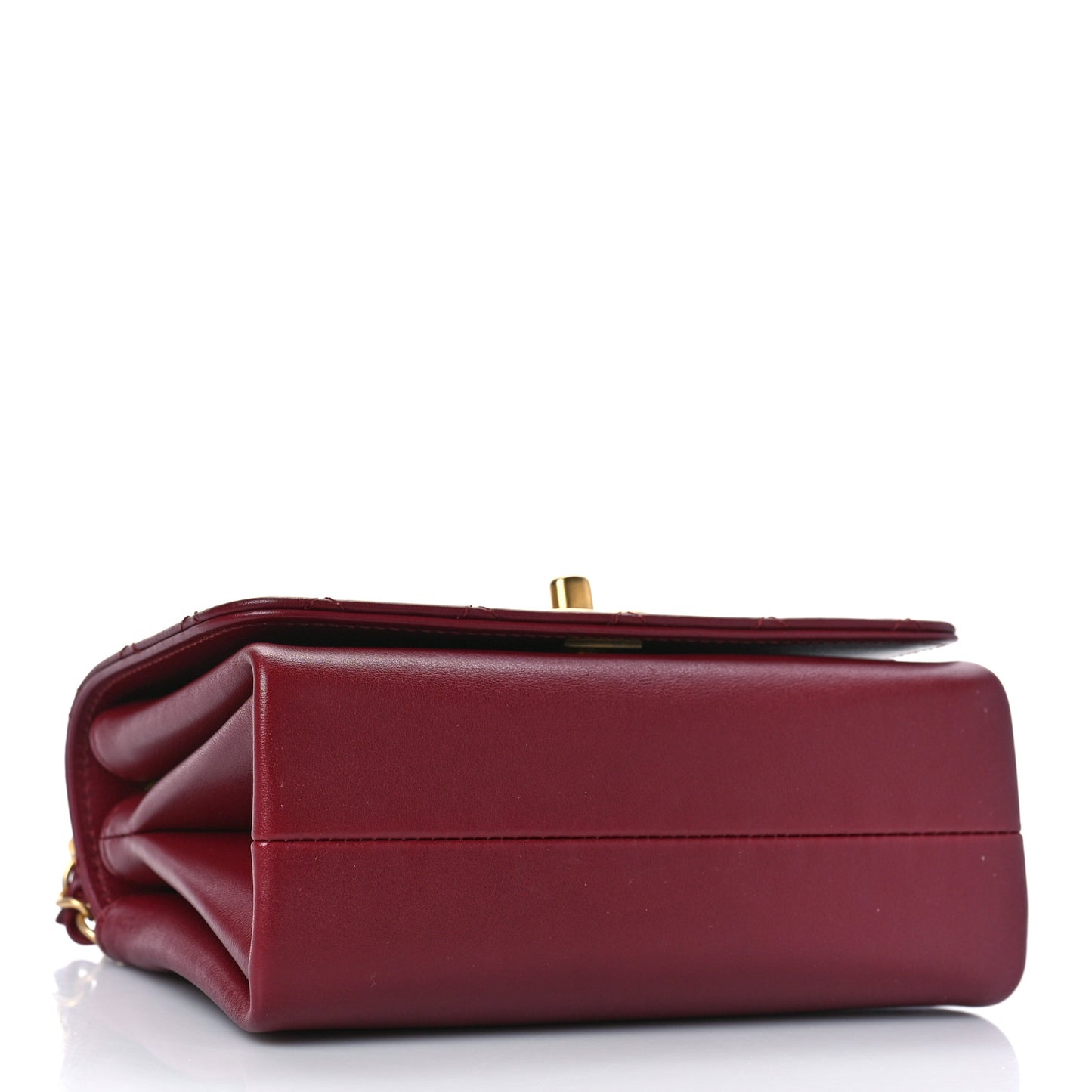 Calfskin Quilted Pearl Jewel Chain Flap Red