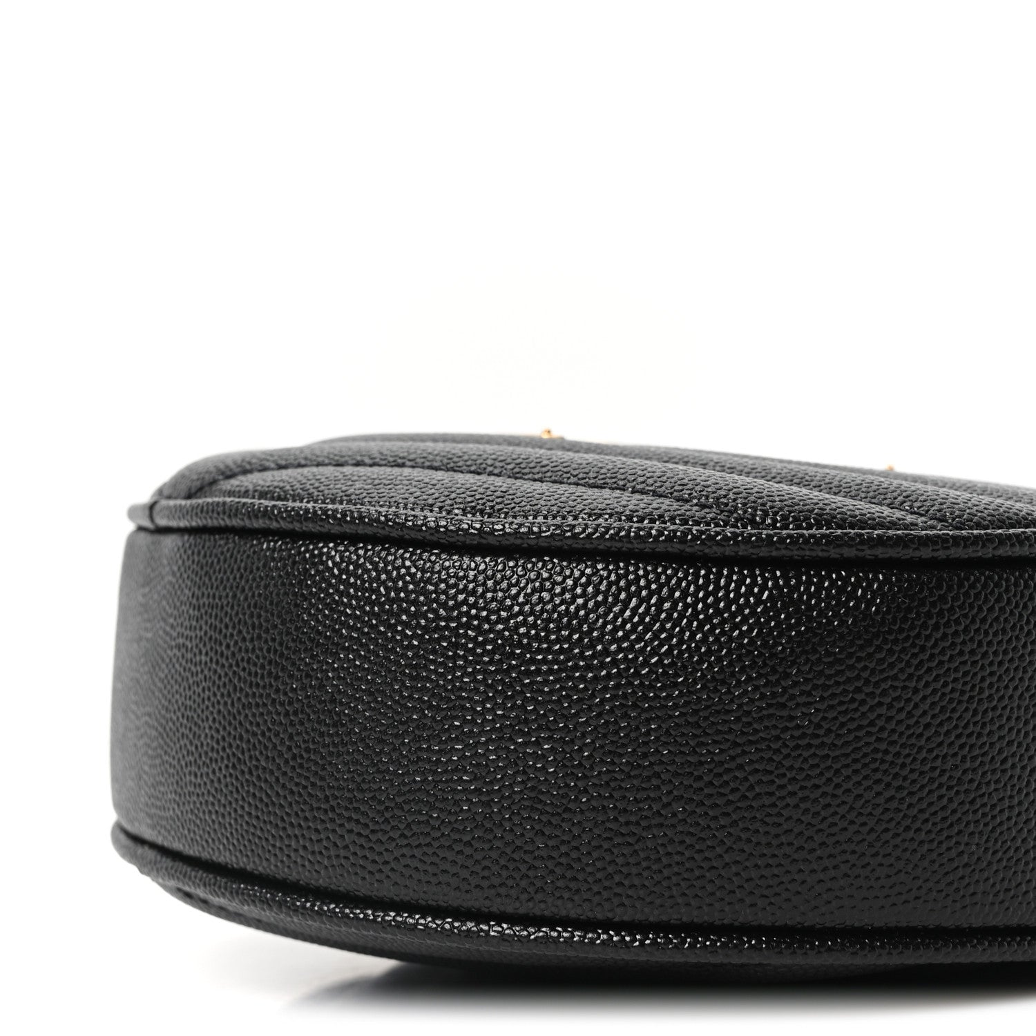 Saint Laurent Grain De Poudre Matelasse Chevron Quilted Round Vinyle Camera Bag Black 10 of 10