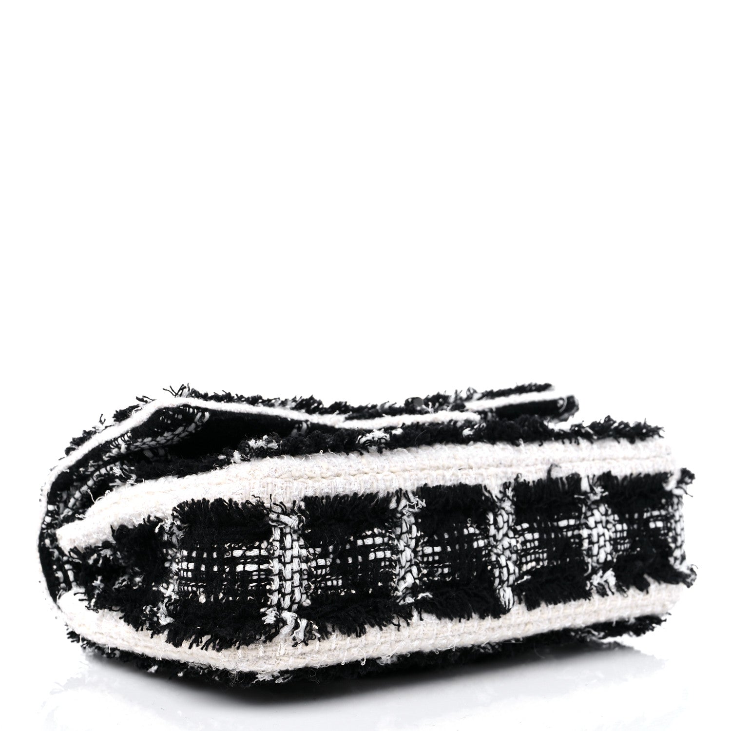Chanel Tweed Quilted Tartan Medium Double Flap Black White 3 of 8