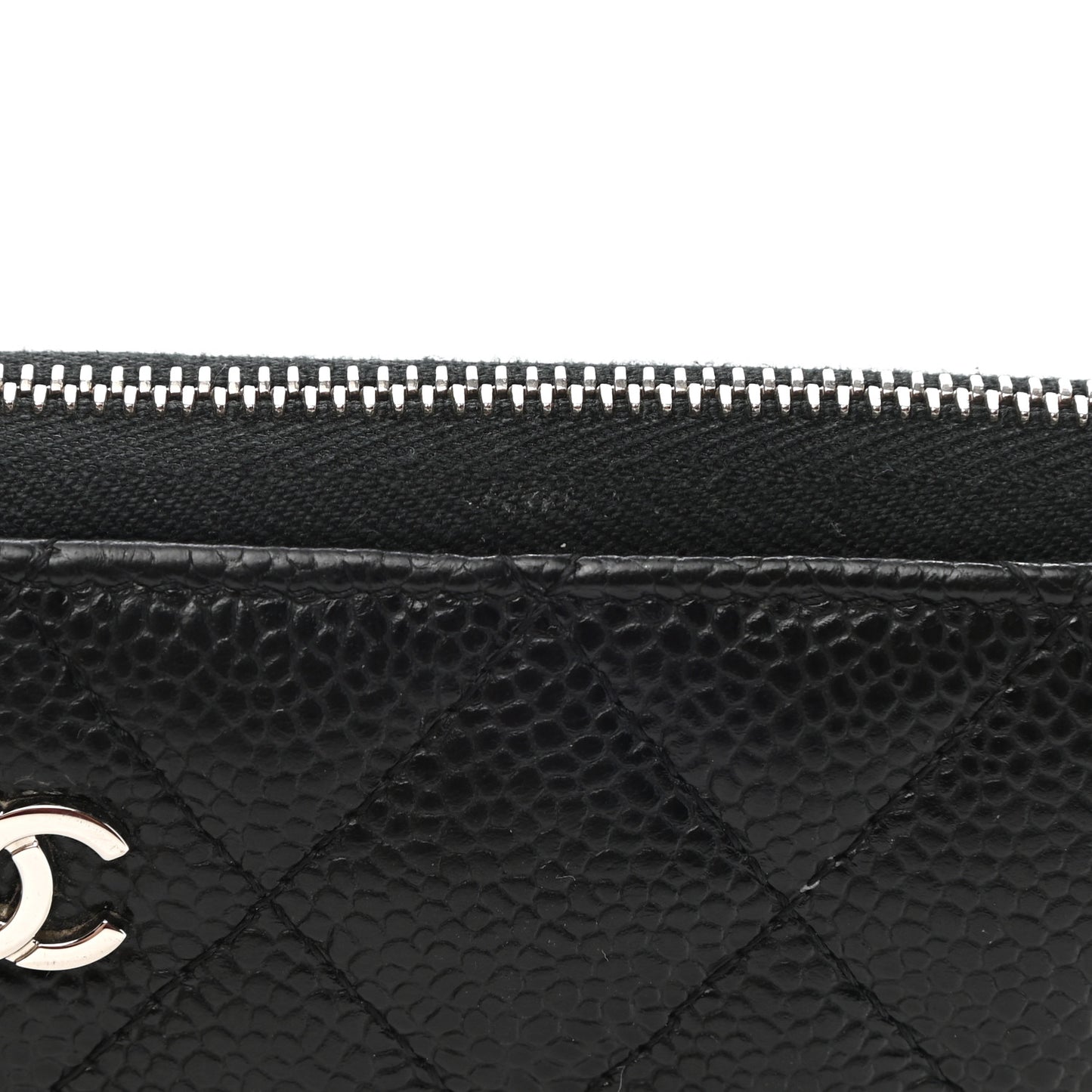 Caviar Quilted Large Gusset Zip Around Wallet Black