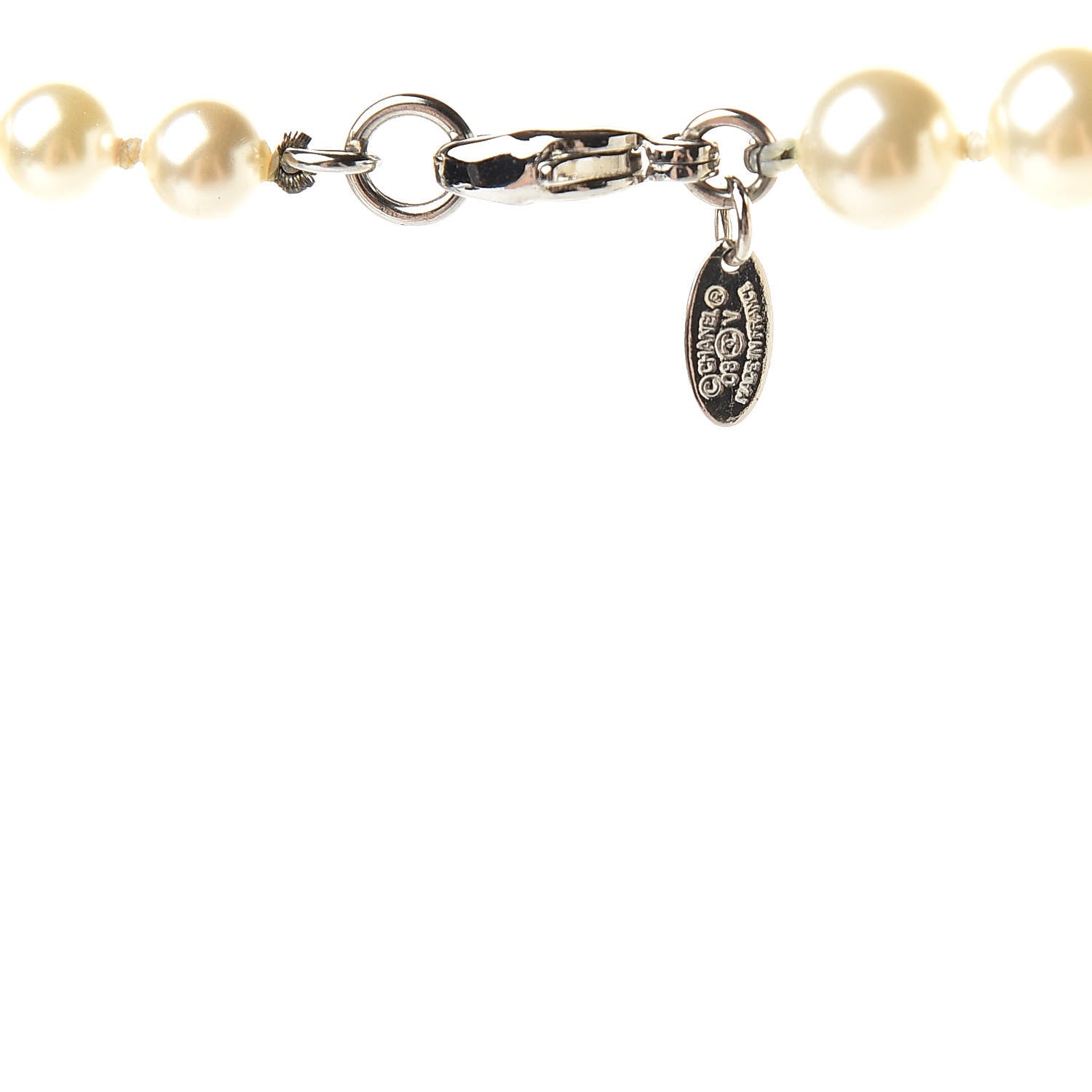 Chanel Graduated Pearl CC Long Necklace Silver 4 of 5