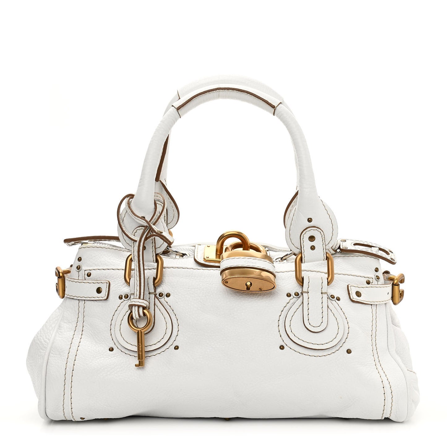 Calfskin Medium Paddington Satchel White