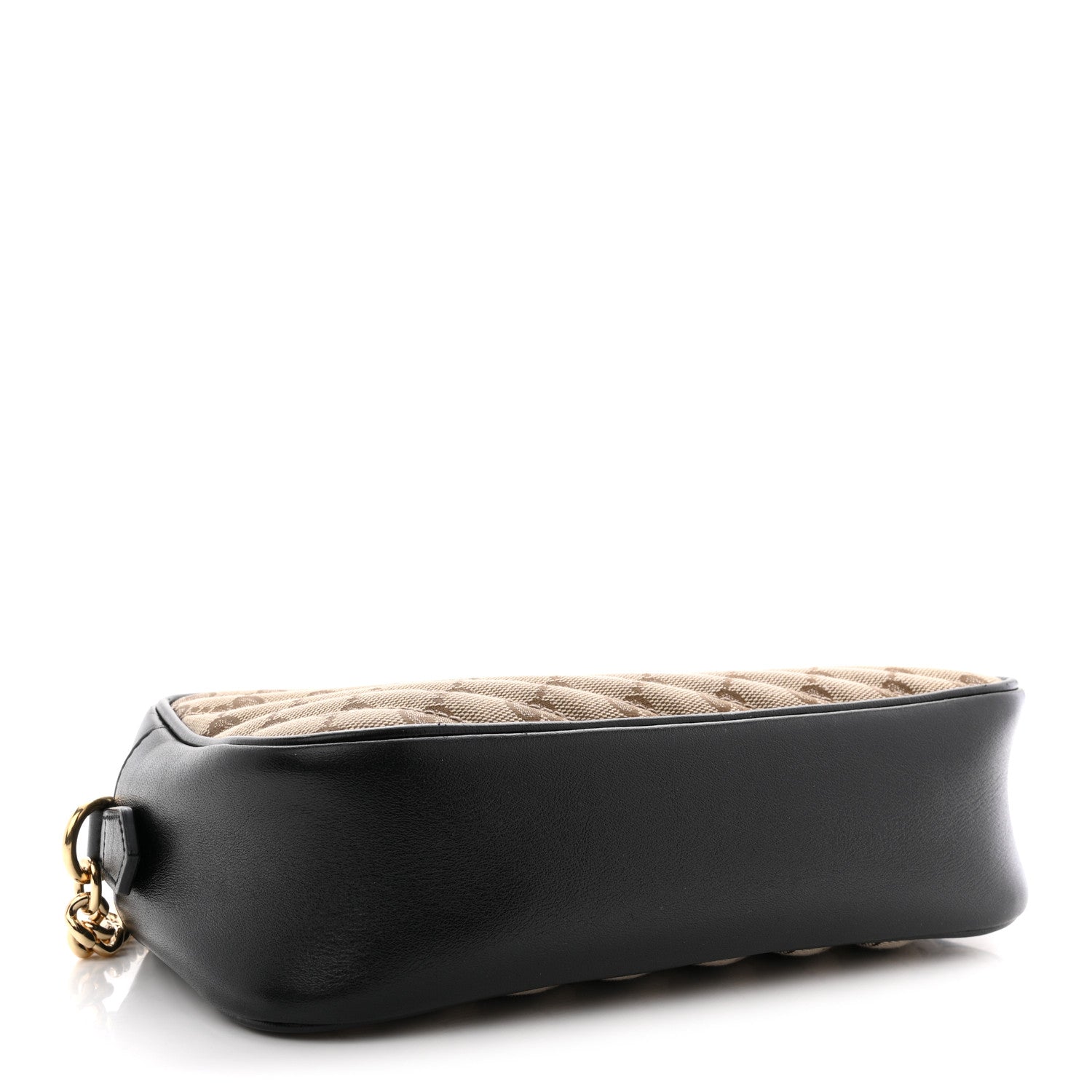 Gucci Monogram Matelasse Diagonal Small GG Marmont Chain Shoulder Bag Beige Black 4 of 11