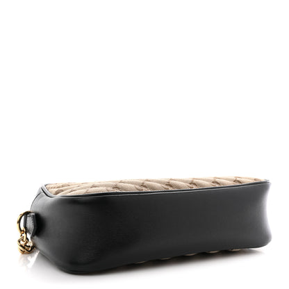 Gucci Monogram Matelasse Diagonal Small GG Marmont Chain Shoulder Bag Beige Black 4 of 11