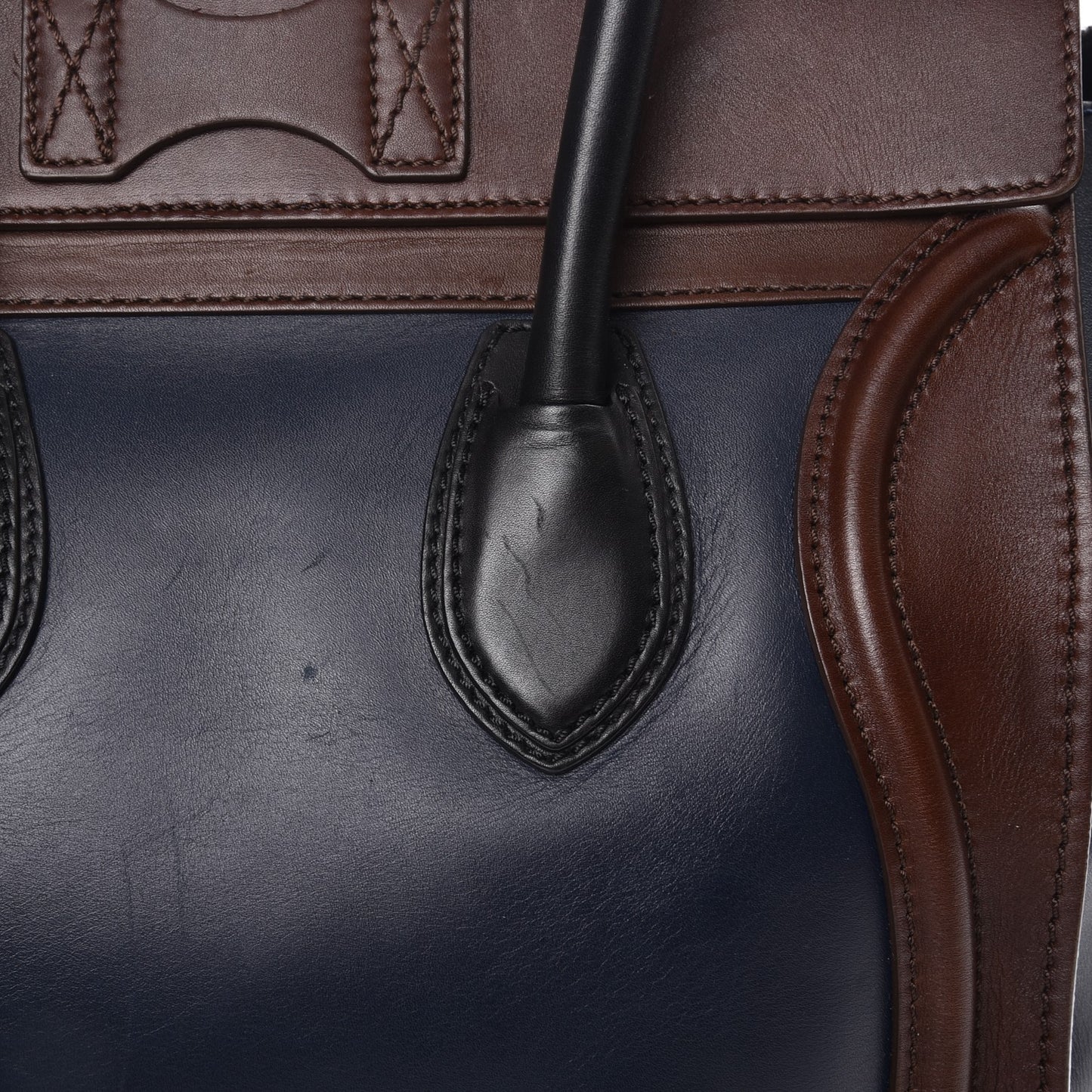 Smooth Calfskin Mini Bi-Color Luggage Navy