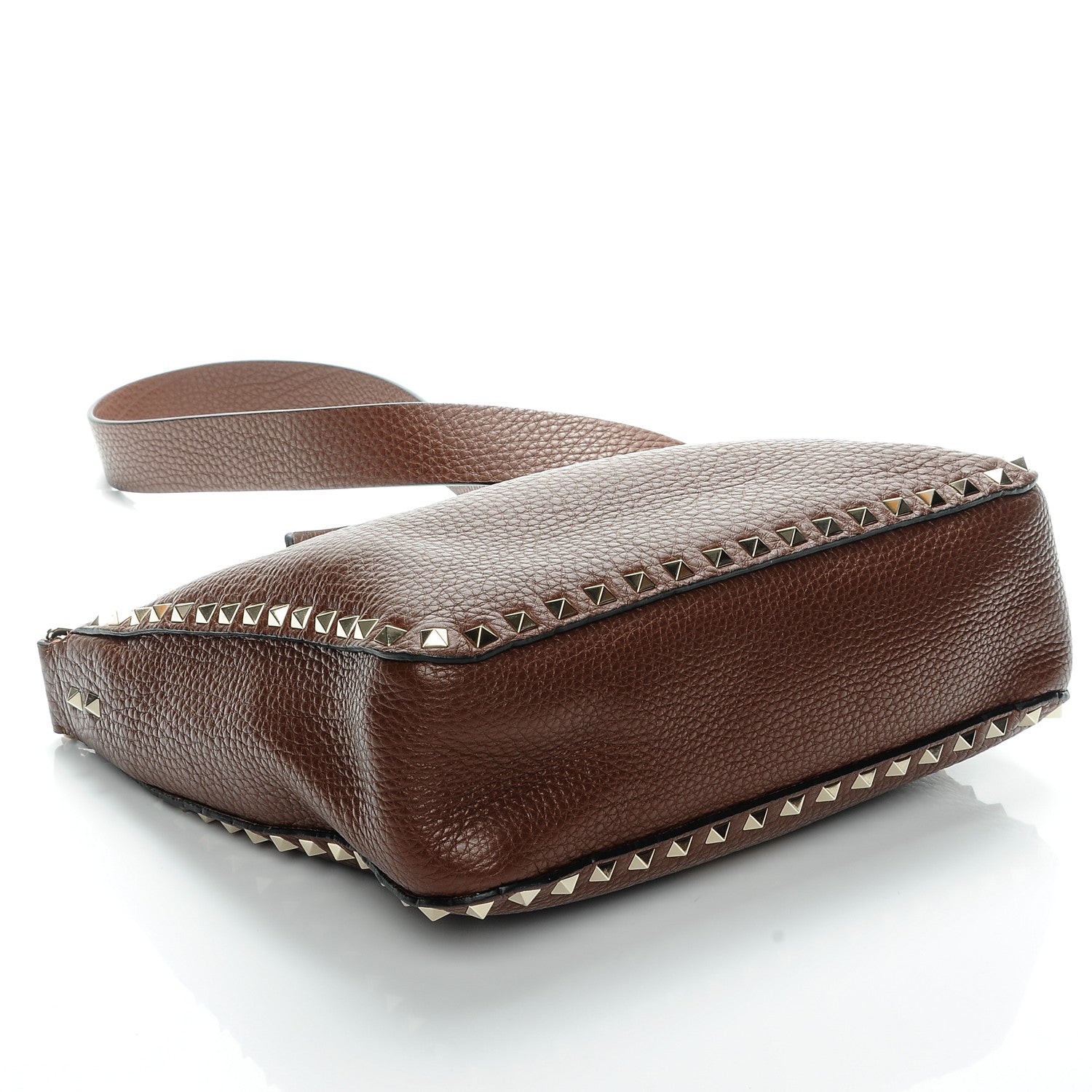 Valentino Garavani Pebbled Calfskin Small Rockstud Flip-Lock Messenger Bag Light Brown 4 of 7