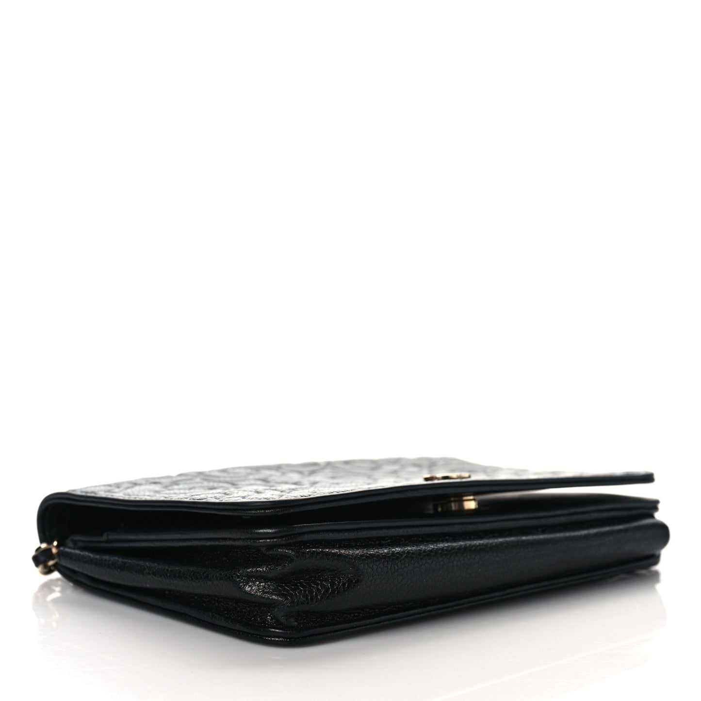 Caviar Camellia Embossed Wallet On Chain WOC Black