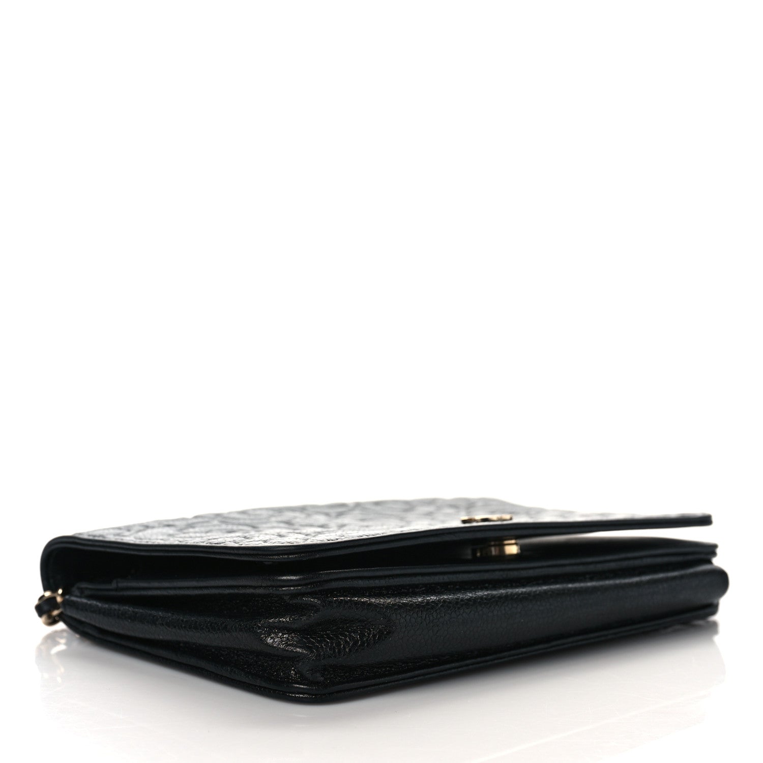 Chanel Caviar Camellia Embossed Wallet On Chain WOC Black 4 of 9