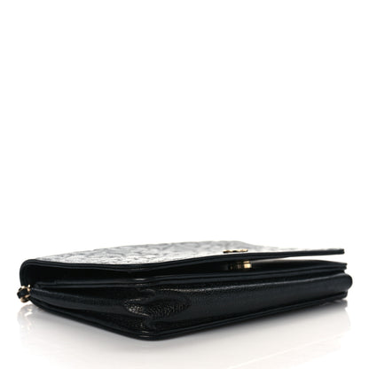 Chanel Caviar Camellia Embossed Wallet On Chain WOC Black 4 of 9