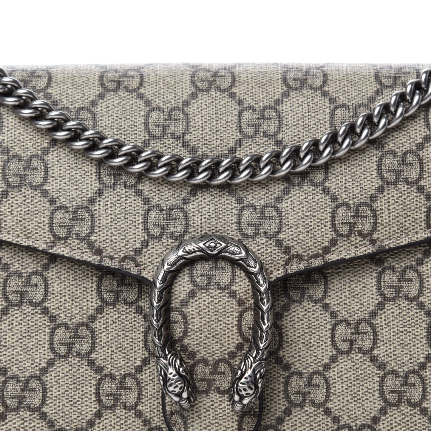GG Supreme Monogram Mini Dionysus Chain Wallet Beige Taupe