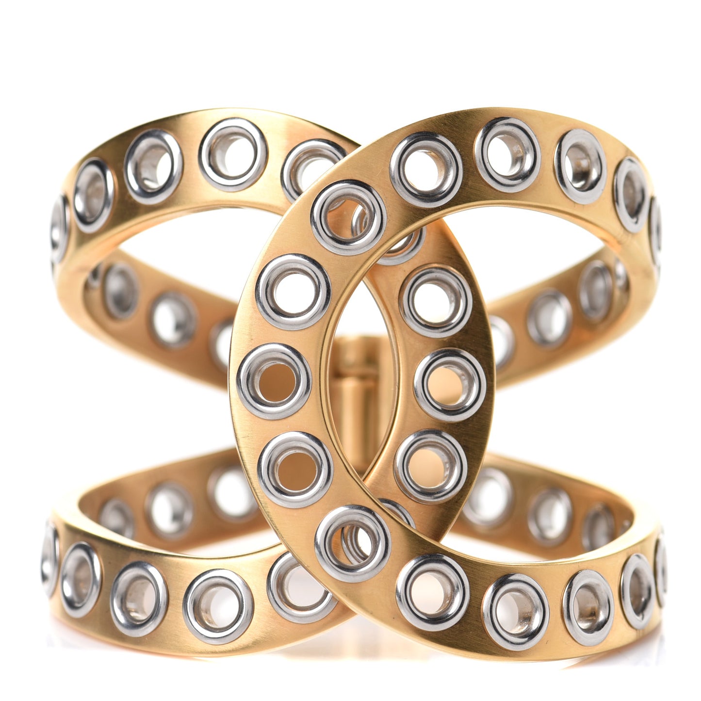 Metal Rivet Logo Cuff Gold