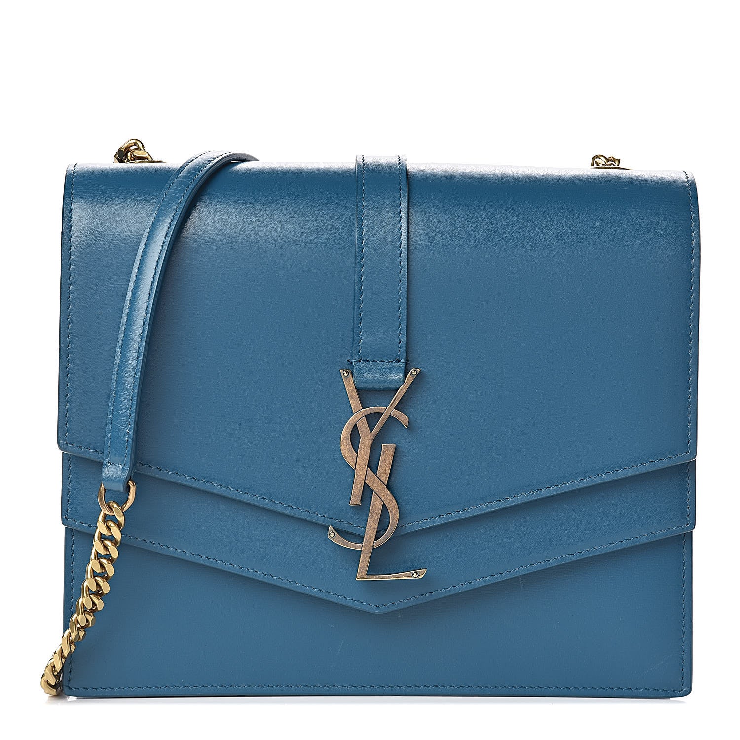 Saint Laurent Smooth Calfskin Monogram Medium Sulpice Shoulder Bag Deep Sea 1 of 10