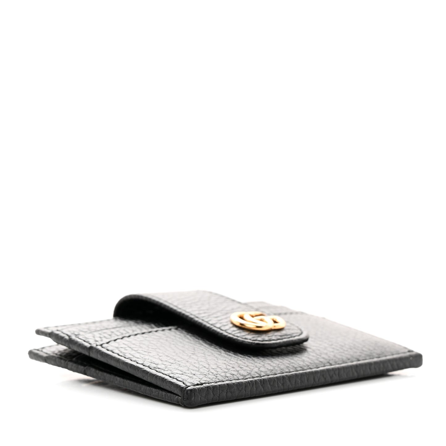 Pebbled Calfskin GG Marmont Card Case Black
